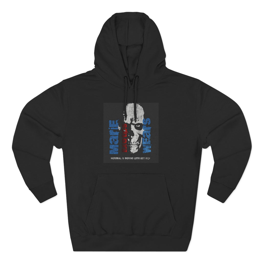 Skull Panel Hoodie — 'Maybe I Was' Graphic Fleece Pullover