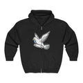 Dove Peace Zip Hoodie - White Dove Carrying Olive Branch Graphic