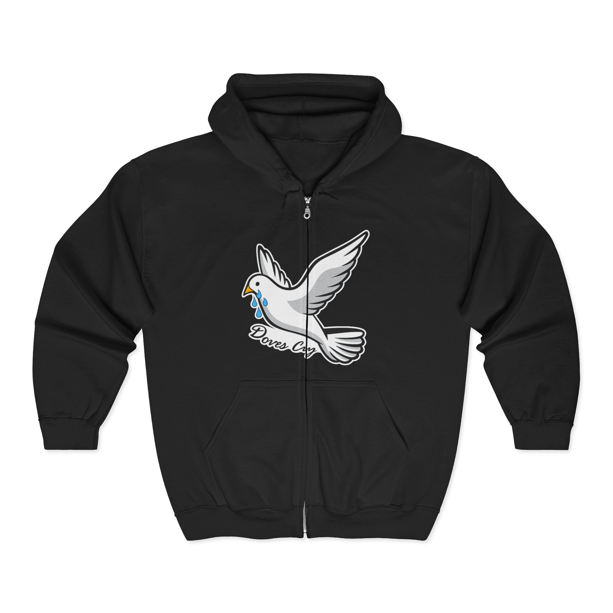 Dove Peace Zip Hoodie - White Dove Carrying Olive Branch Graphic