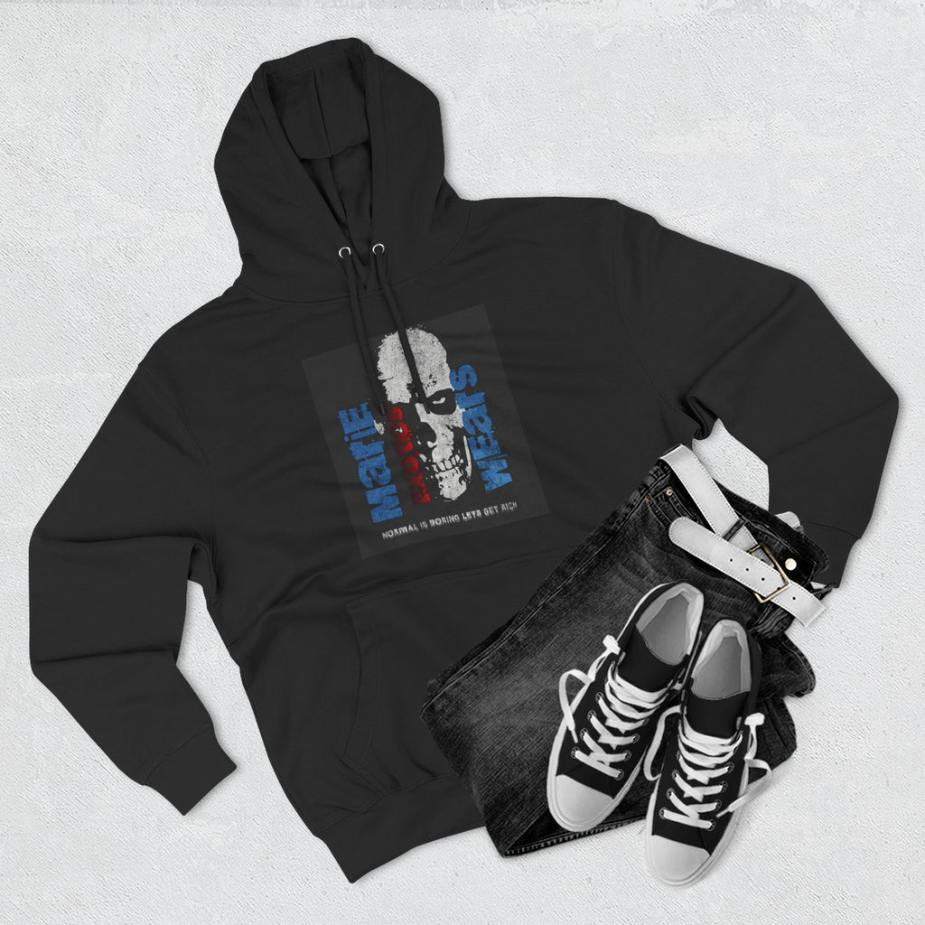 Skull Panel Hoodie — 'Maybe I Was' Graphic Fleece Pullover