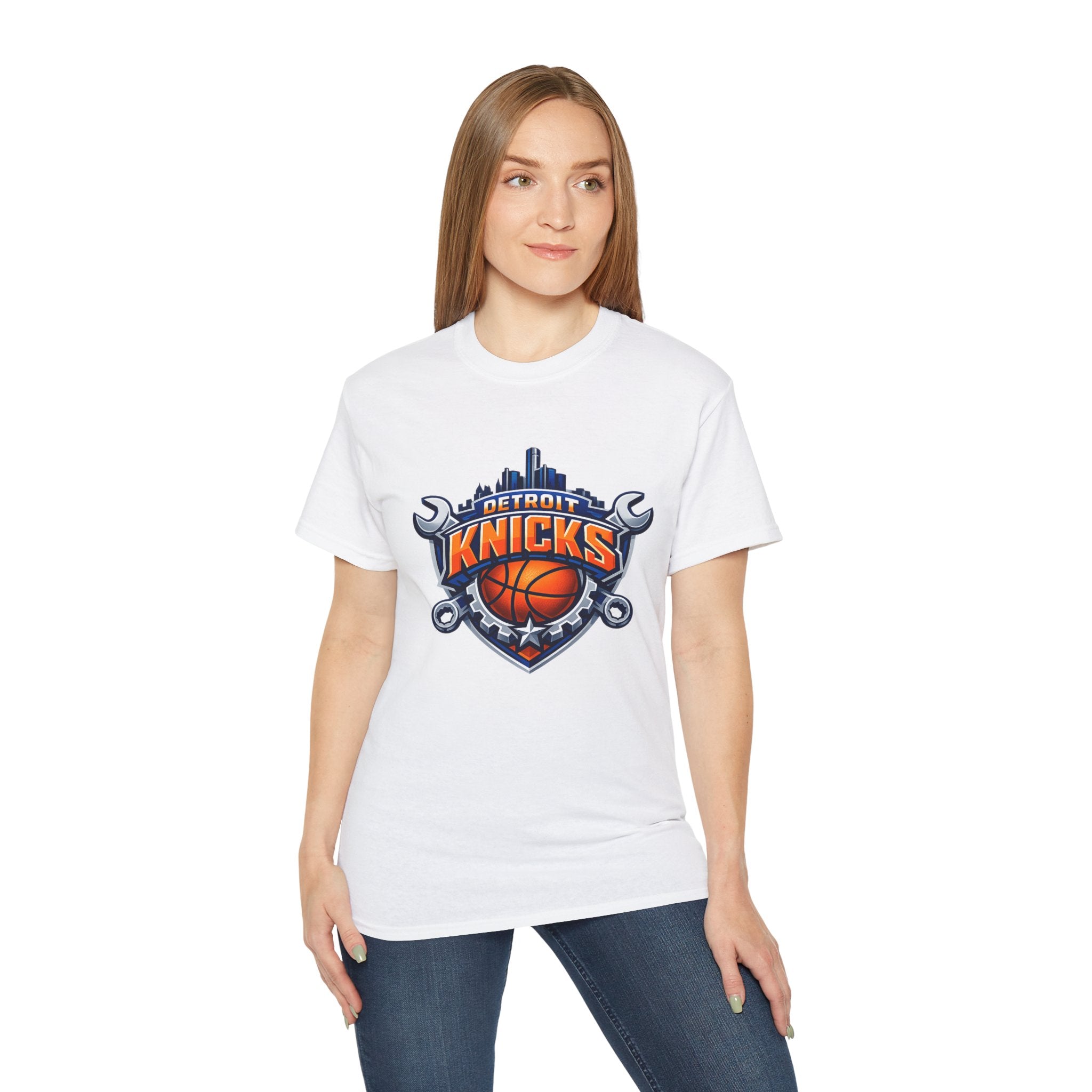 Detroit Knicks Basketball Tee — City Skyline & Wrench Emblem