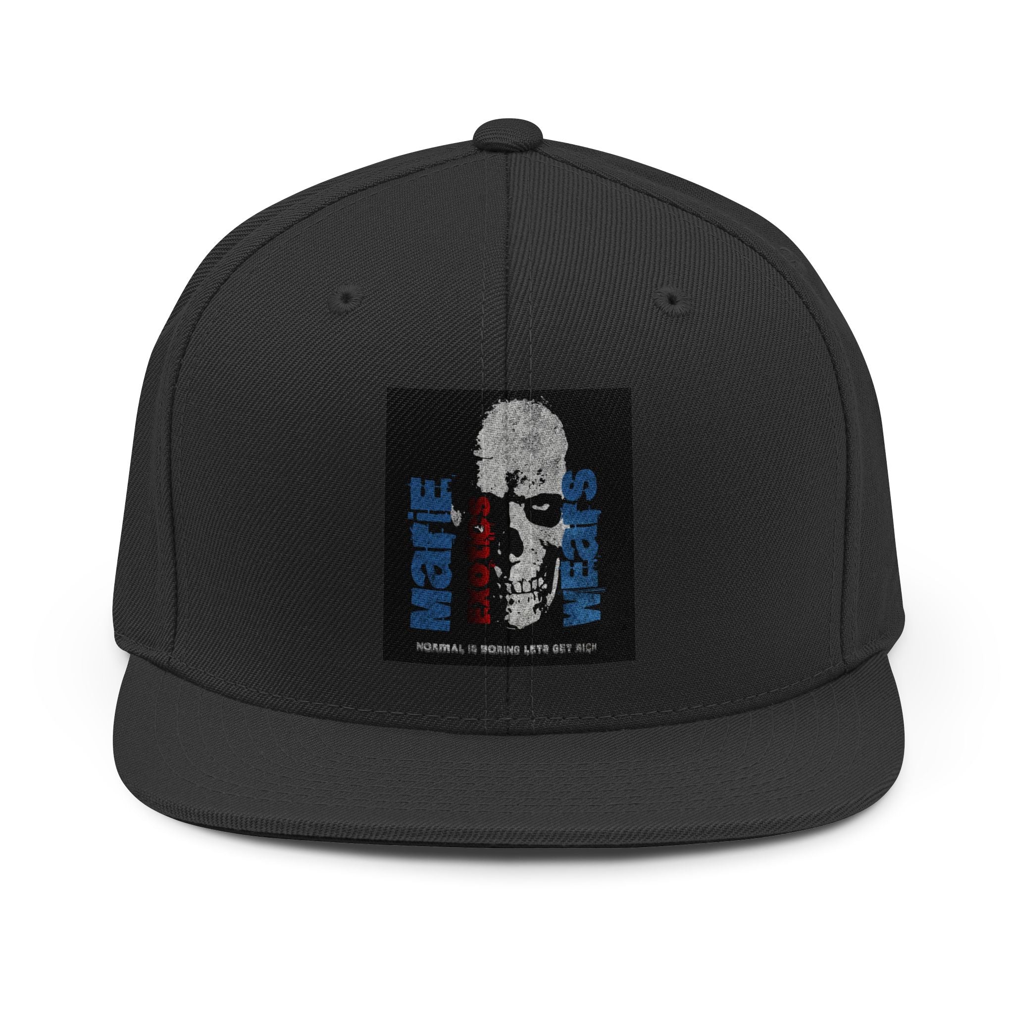 True Crime Skull Snapback Hat — 'Murder Means' Graphic Cap