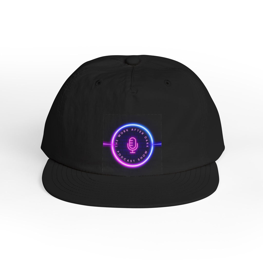 Neon Podcast Surf Cap — Retro Microphone Circle Snapback Hat