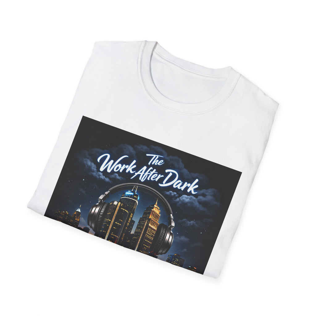 Work After Dark Podcast T-Shirt — Night City Skyline Podcast Tee