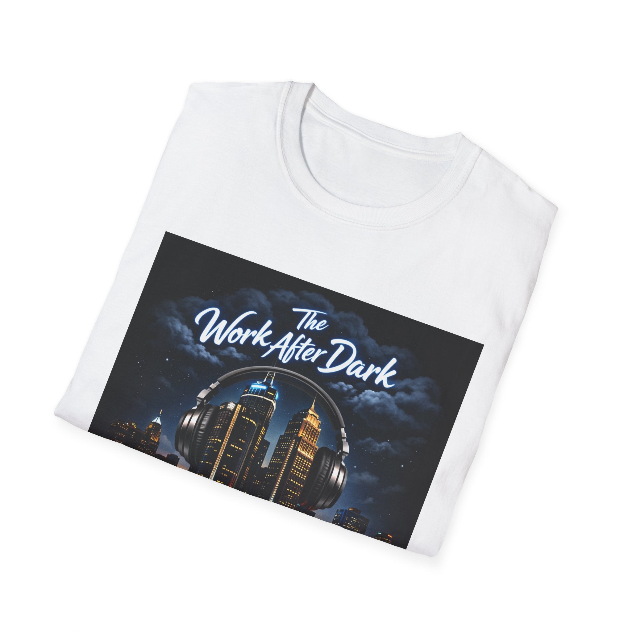 Work After Dark Podcast T-Shirt — Night City Skyline Podcast Tee