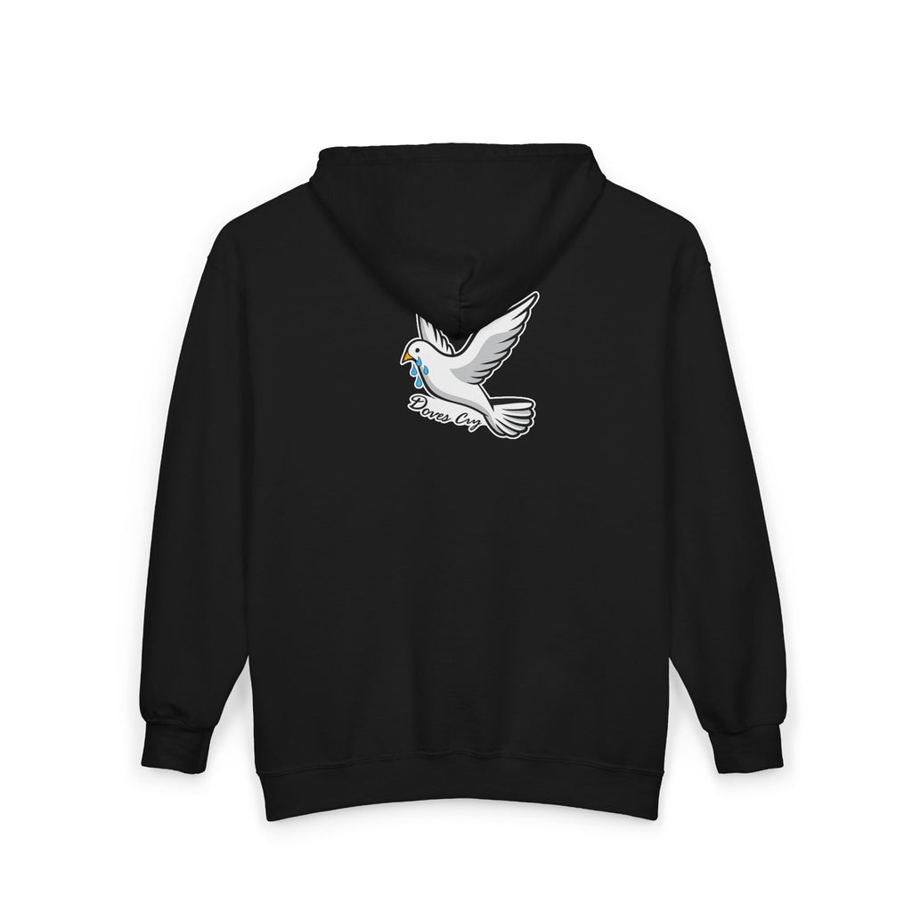Dove Peace Zip Hoodie - White Dove Carrying Olive Branch Graphic