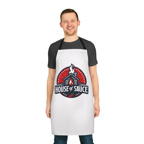 House of Sauce Apron — BBQ & Hot Sauce Cooking Apron with Chili Logo