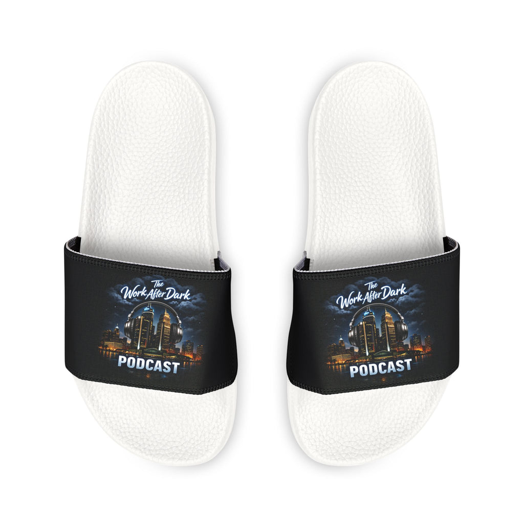 Men's Slide Sandals with Custom Removable Strap – Retro Podcast Artwork