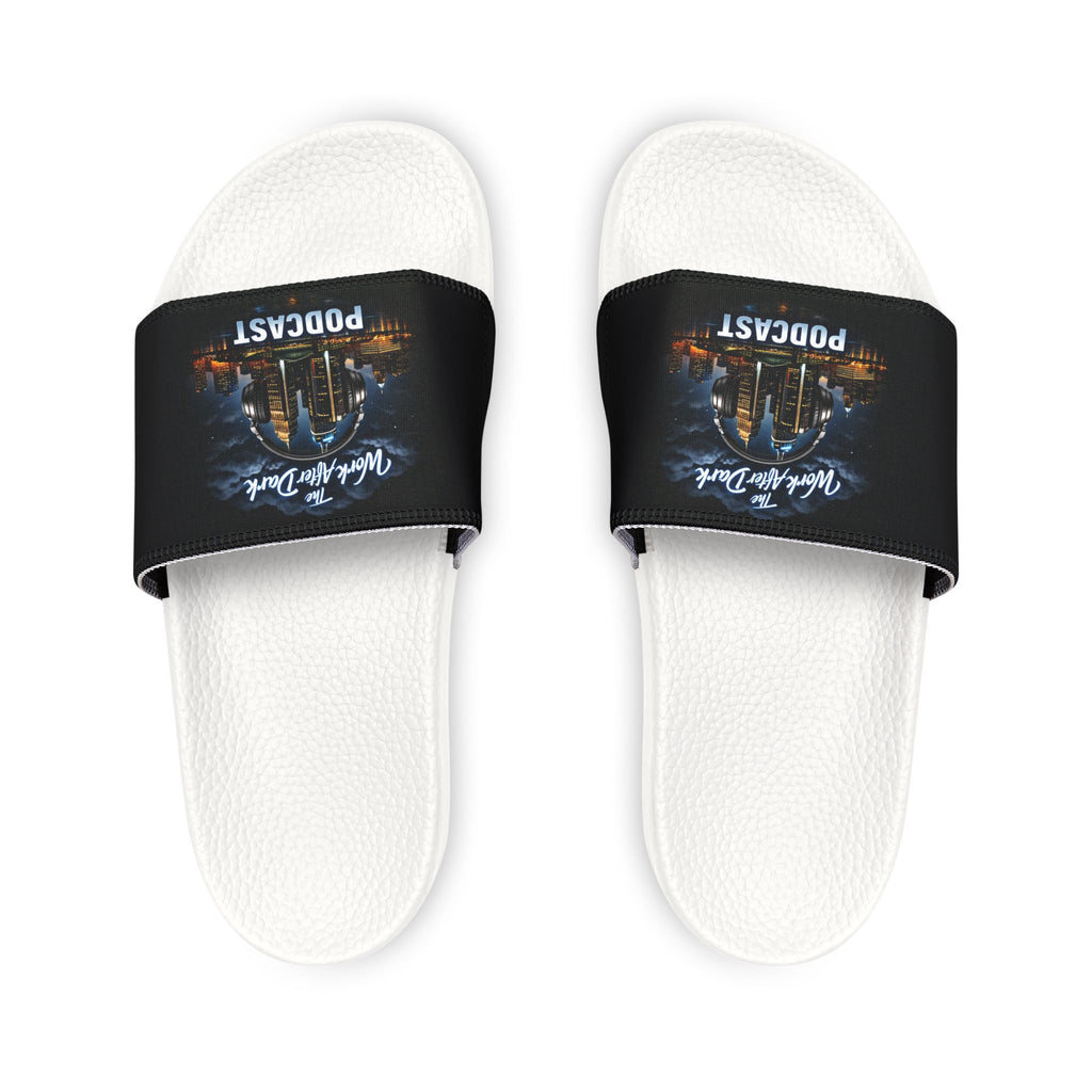 Men's Slide Sandals with Custom Removable Strap – Retro Podcast Artwork