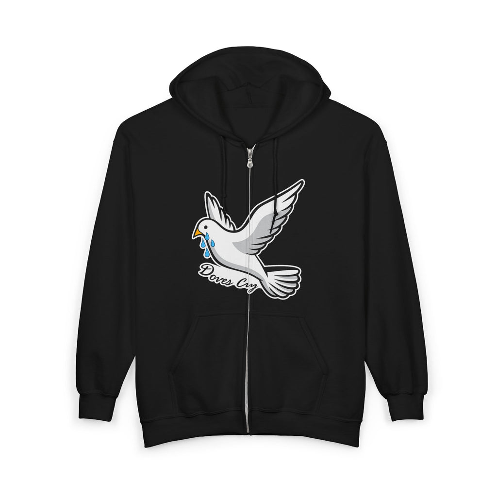 Dove Peace Zip Hoodie - White Dove Carrying Olive Branch Graphic